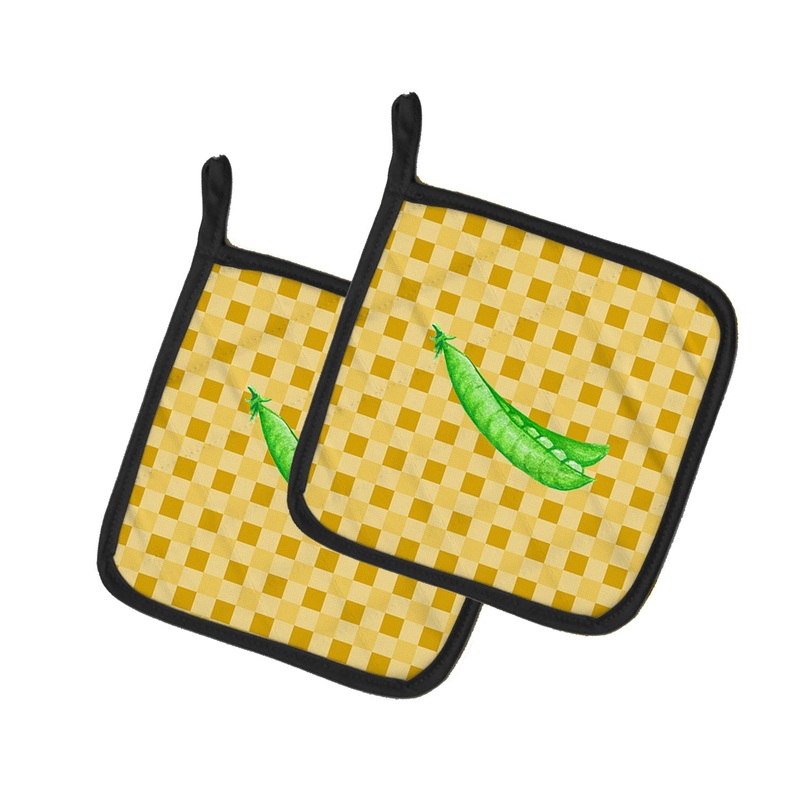 Peas on Basketweave Pot Holders - Set of 2 - Heat-Resistant Kitchen Essentials BB7207PTHD