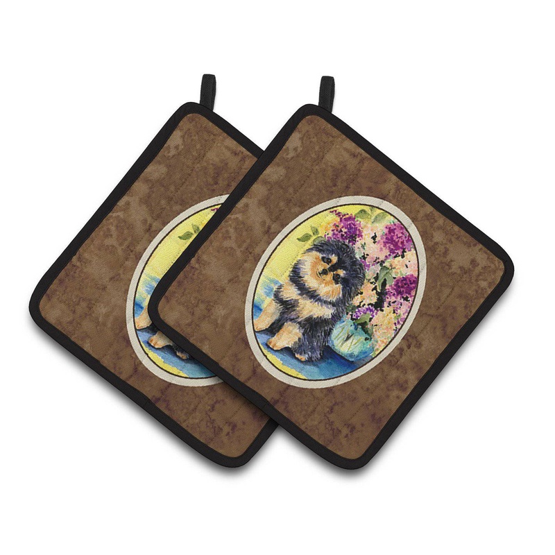 Pomeranian Pot Holders - Set of 2 Decorative Kitchen Helpers | Made in the USA SS8290PTHD