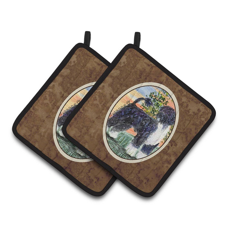 Portuguese Water Dog Pot Holders - Set of 2 Decorative Kitchen Helpers | Made in the USA SS8855PTHD