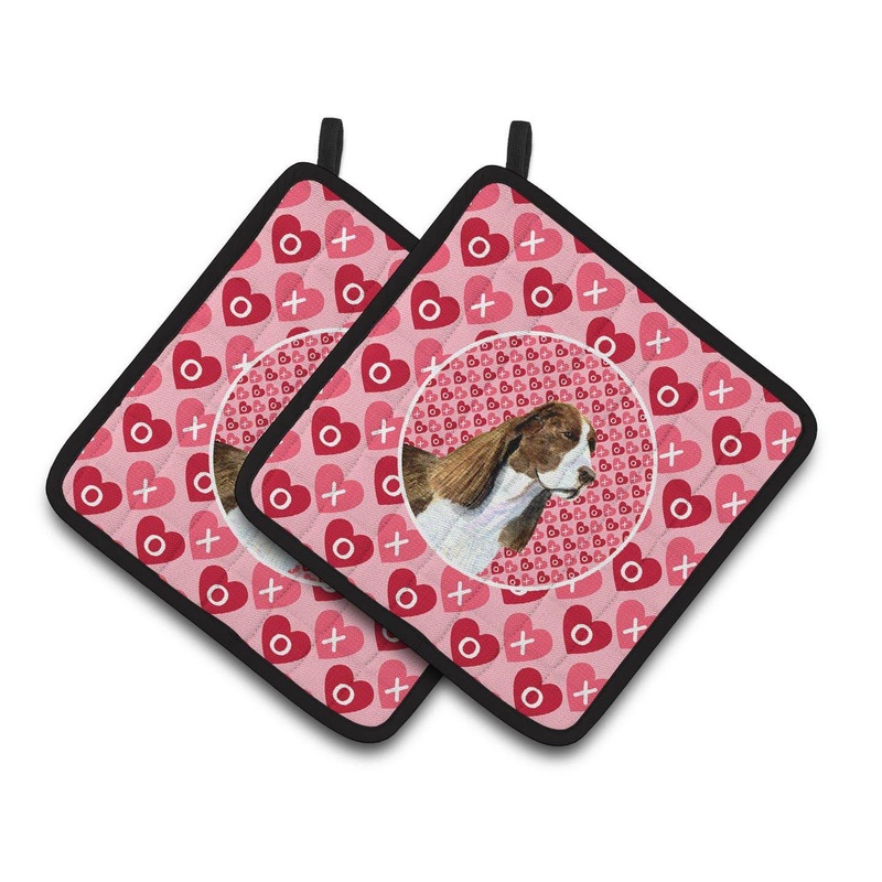 Springer Spaniel Hearts Love Valentine's Day Pot Holders - Set of 2 Decorative Kitchen Helpers | Made in the USA SS4513PTHD