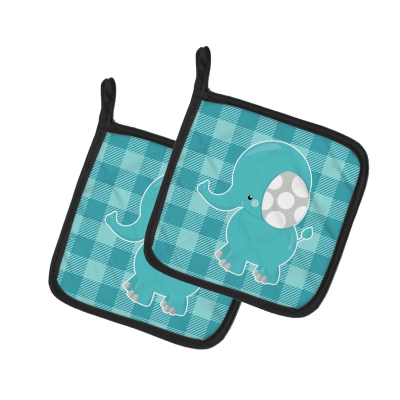 Striped Elephant Pot Holders - Set of 2 - Heat-Resistant Kitchen Essentials BB6841PTHD
