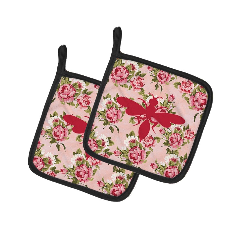 Wasp Shabby Chic Pink Roses Pot Holders - Set of 2 - Heat-Resistant Kitchen Essentials BB1054-RS-PK-PTHD