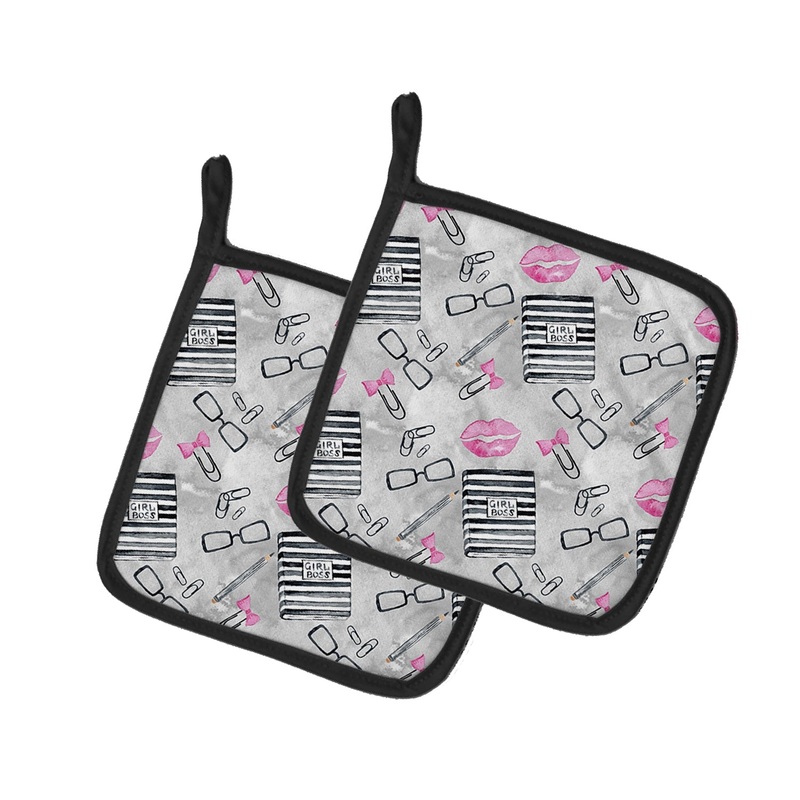 Watercolor Girl Boss Journaling Pot Holders - Set of 2 - Heat-Resistant Kitchen Essentials BB7545PTHD