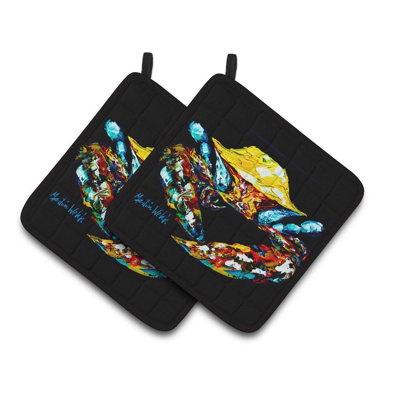Winner Winner Black Fiddler Crab Pot Holders - Set of 2 Decorative Kitchen Helpers | Made in the USA MW1205PTHD
