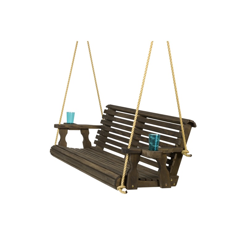 Amish Casual 3 Foot Roll Back Porch Swing in Dark Walnut Stain