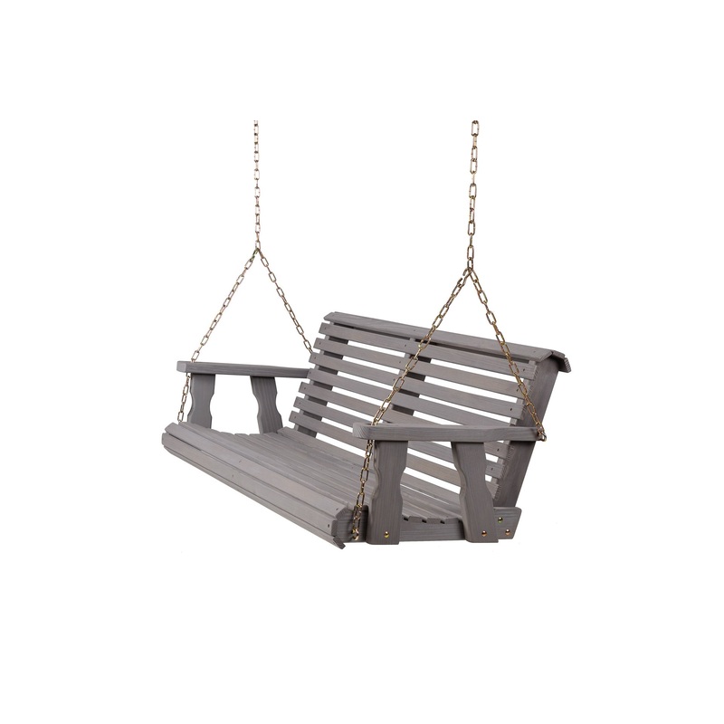 Amish Casual 3 Foot Roll Back Porch Swing in Grey Stain