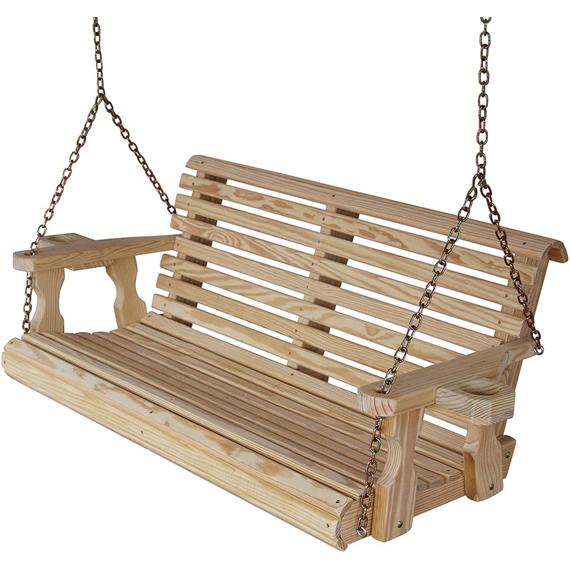 Amish Casual 3 Foot Unfinished Roll Back Porch Swing with Clearcoat