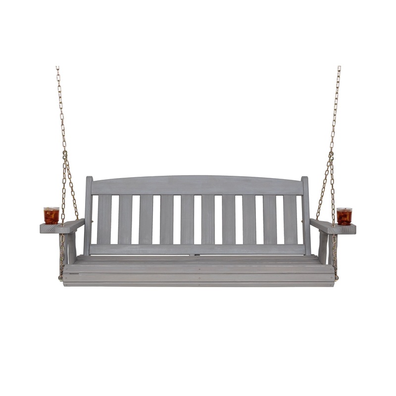 Amish Casual 4 Foot Grey Stain Mission Porch Swing