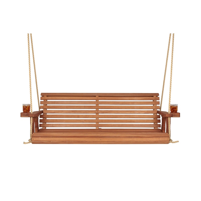 Amish Casual 4 Foot Roll Back Porch Swing in Cedar with Clearcoat