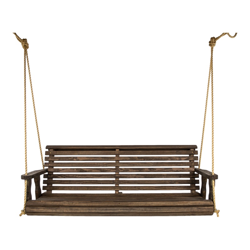 Amish Casual 4 Foot Roll Back Porch Swing in Dark Walnut with Clearcoat