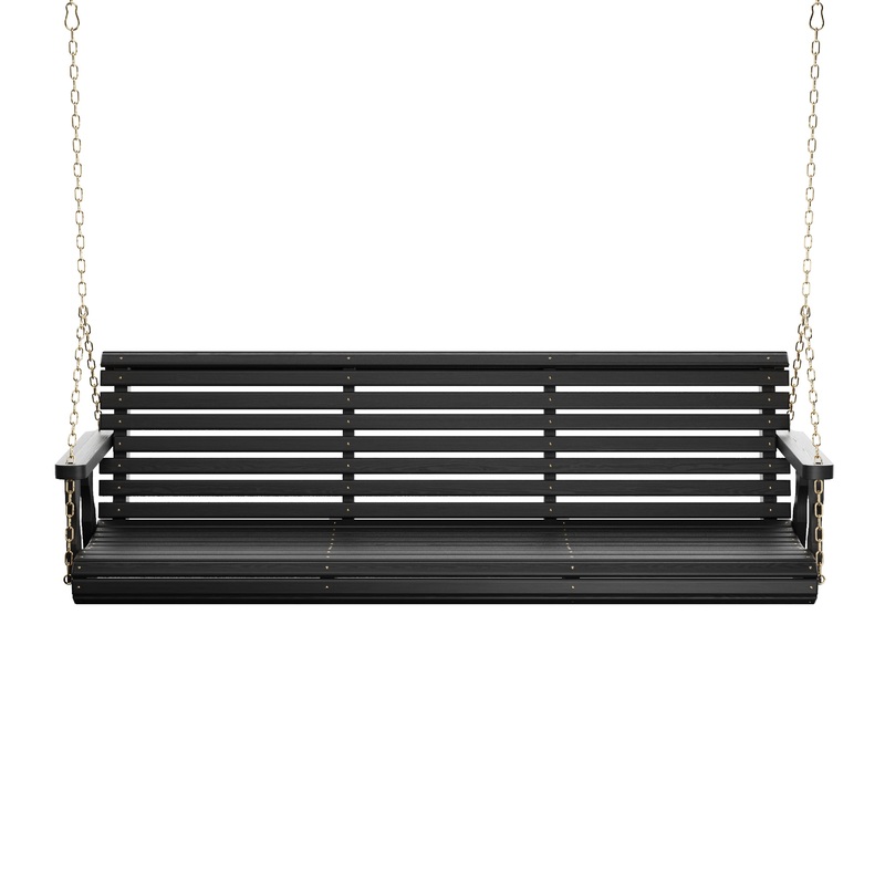Amish Casual 6 Foot Roll Back Porch Swing in Black Stain