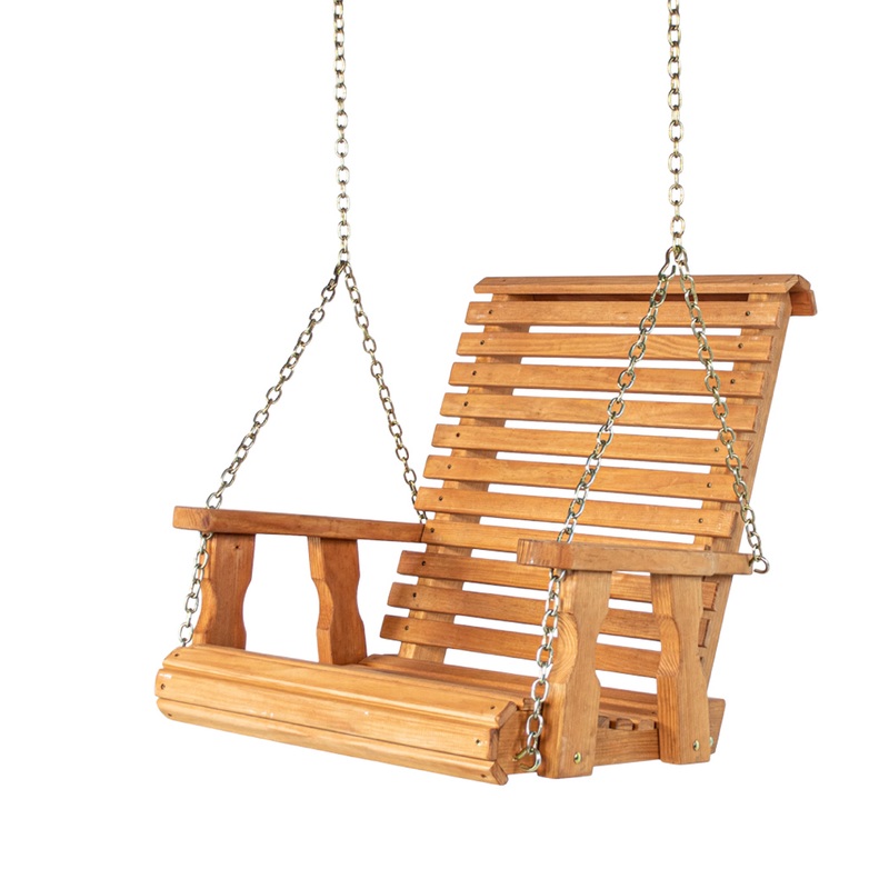Amish Casual Heavy Duty Cedar Stain Clearcoat Roll Back Swing Chair