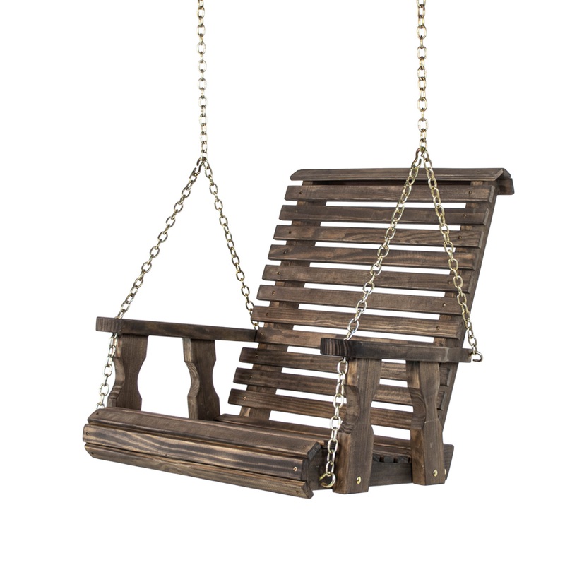 Amish Casual Heavy Duty Dark Walnut Stain Roll Back Swing Chair