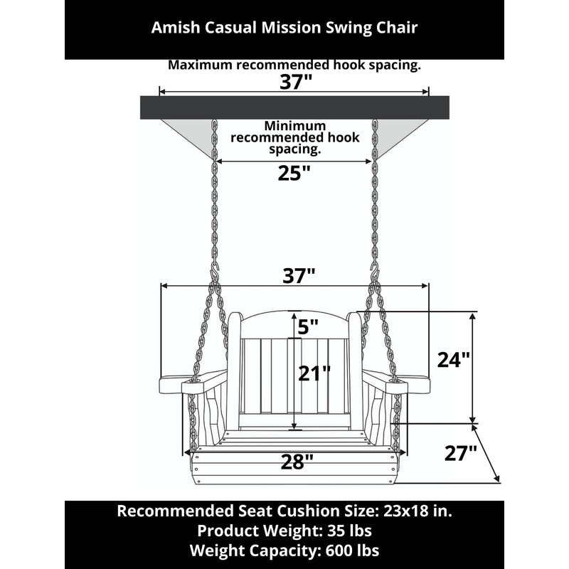 Amish Casual Heavy Duty Outdoor Wood Swing Chair in Oak Clearcoat