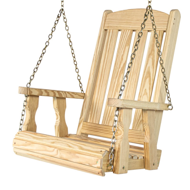 Amish Casual Heavy Duty Outdoor Wood Swing Chair in Unfinished Clearcoat