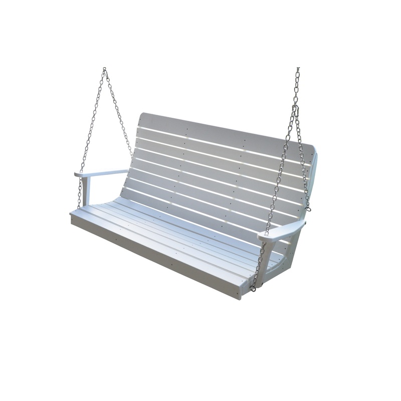 Keystone Amish Co. 4 Foot Salem Composite Poly Porch Swing, Bright White