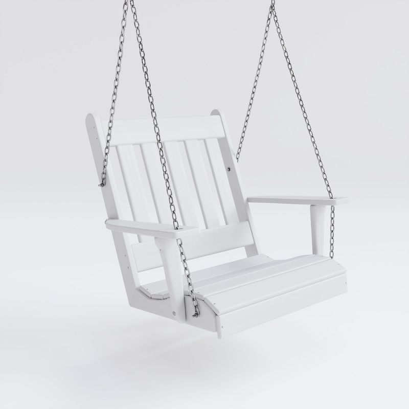 Keystone Amish Co. Franklin English Recycled Plastic Swing Chair, Bright White