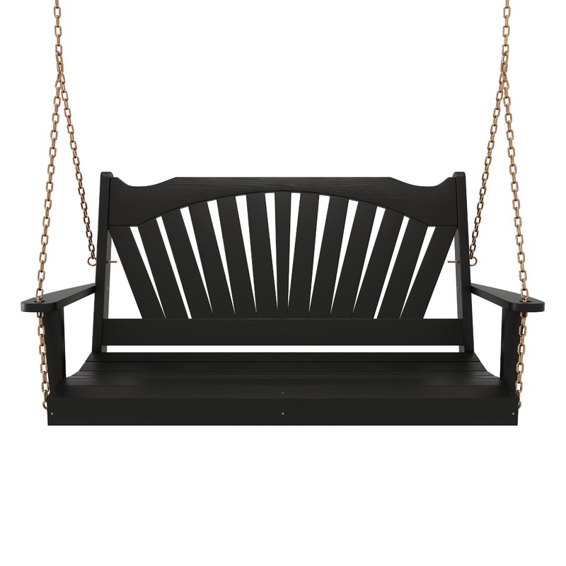 Keystone Amish Co. Sunburst Porch Swing, 5 Foot, Black
