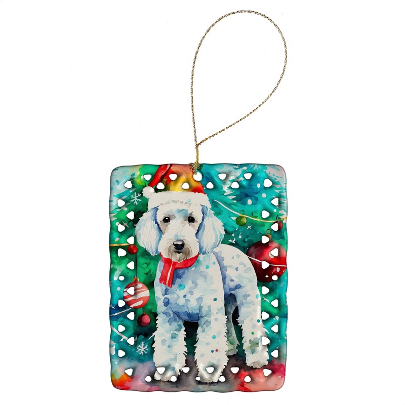 Bedlington Terrier Christmas Porcelain Ornament