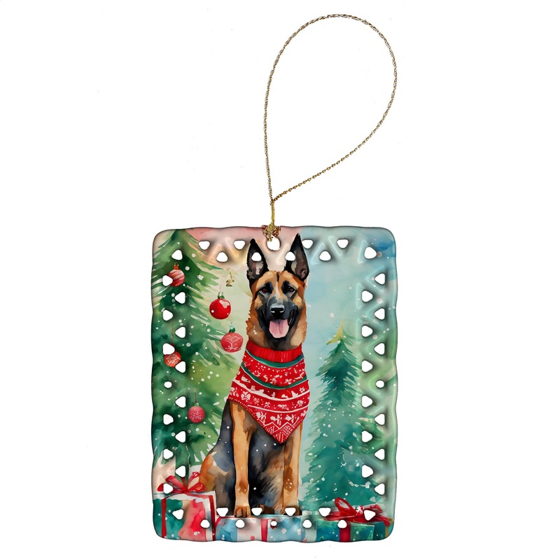 Belgian Malinois Christmas Porcelain Ornament