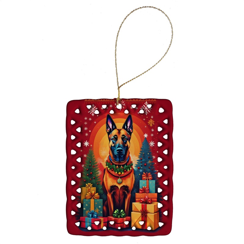 Belgian Malinois Holiday Christmas Porcelain Ornament