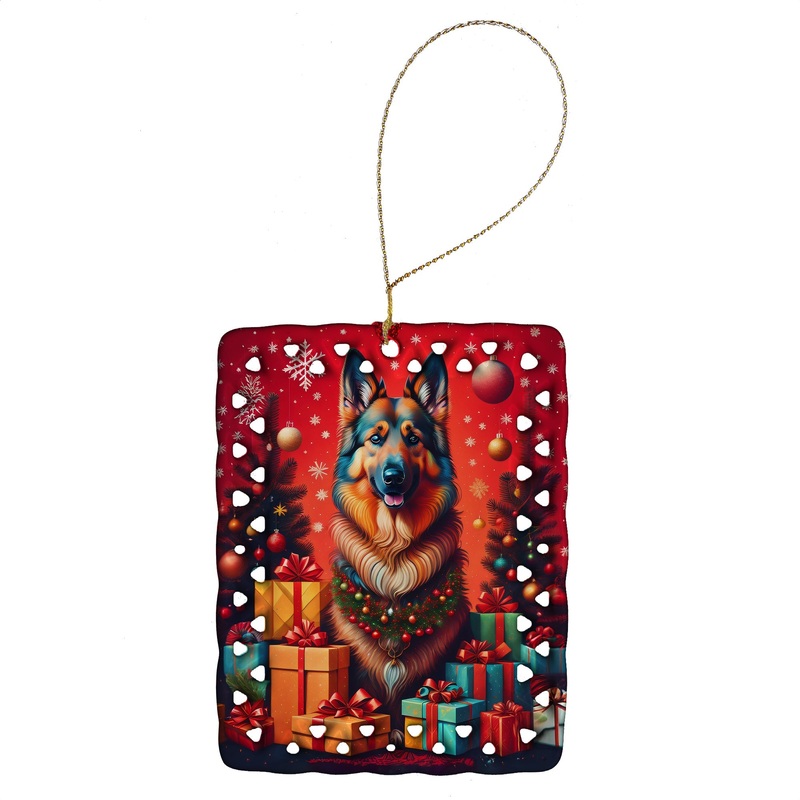 Belgian Tervuren Holiday Christmas Porcelain Ornament