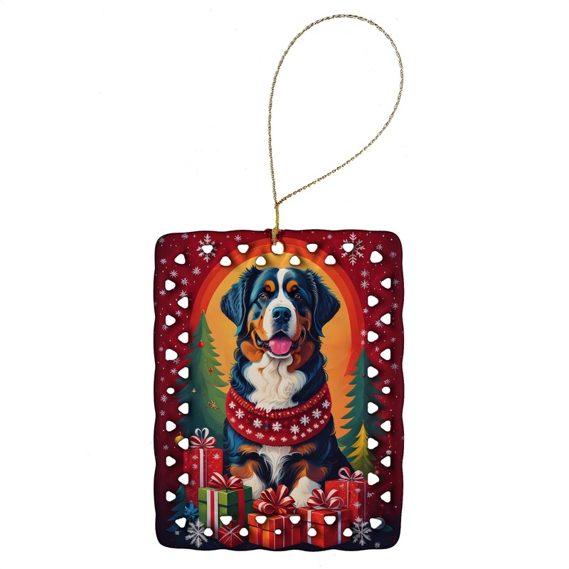 Bernese Mountain Dog Holiday Christmas Porcelain Ornament
