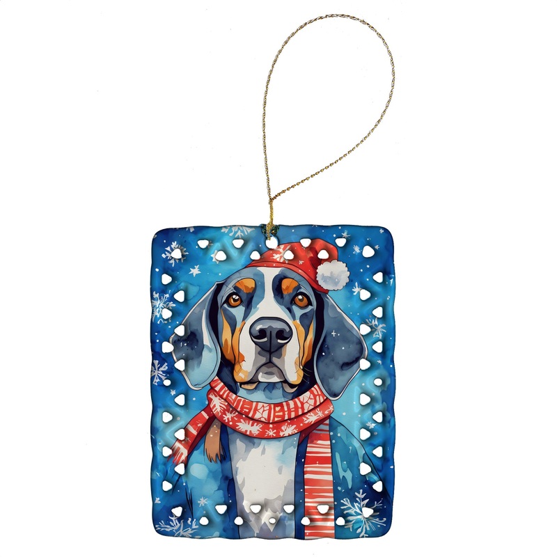 Black and Tan Coonhound Christmas Porcelain Ornament