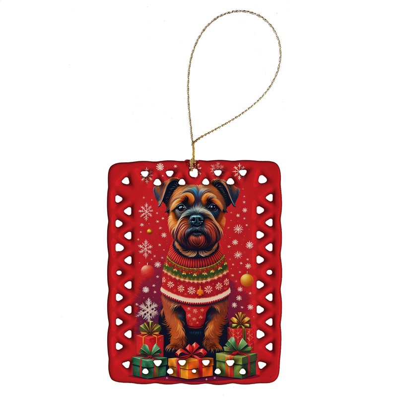 Border Terrier Holiday Christmas Porcelain Ornament