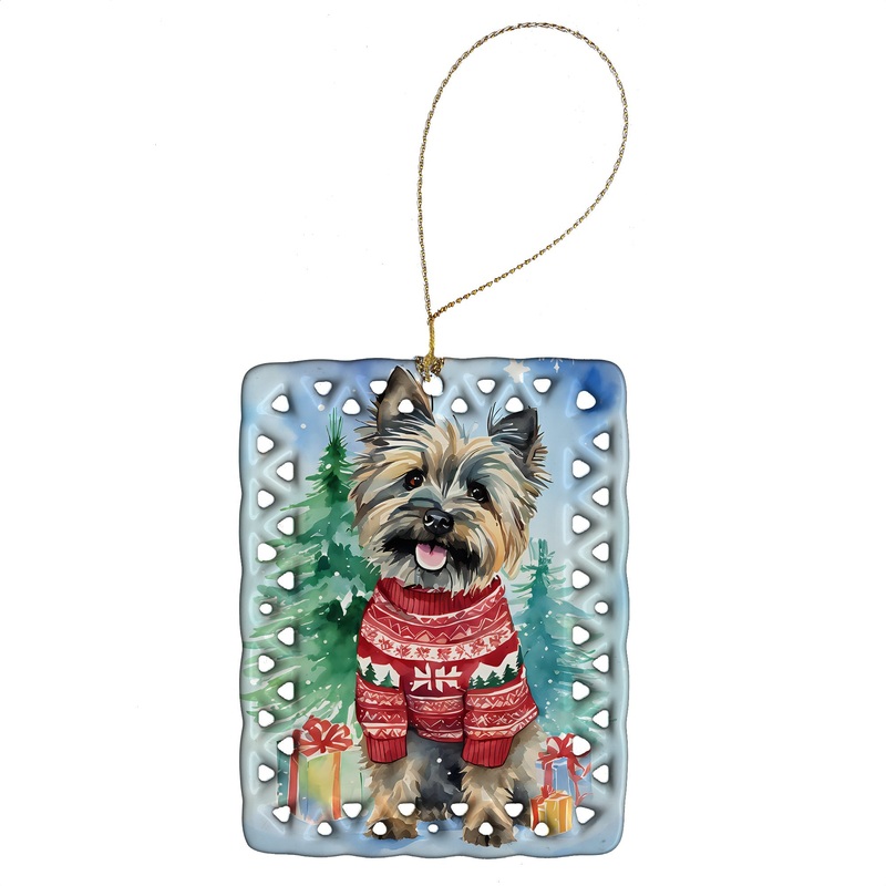 Cairn Terrier Christmas Porcelain Ornament