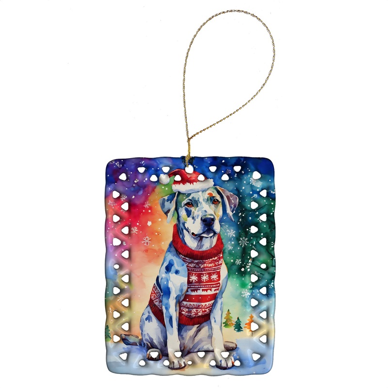Catahoula Christmas Porcelain Ornament