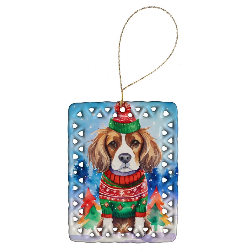 Cavalier Spaniel Christmas Porcelain Ornament