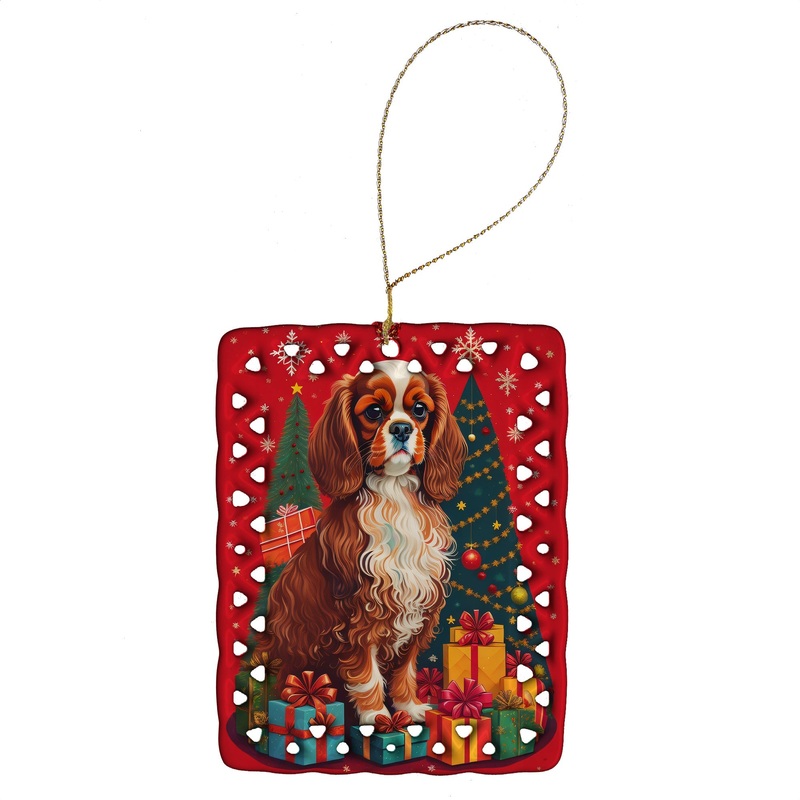 Cavalier Spaniel Holiday Christmas Porcelain Ornament