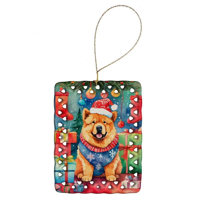 Chow Chow Christmas Porcelain Ornament