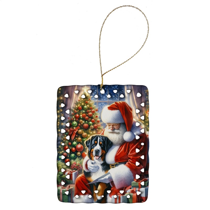 Greater Swiss Mountain Dog and Santa Claus Porcelain Ornament