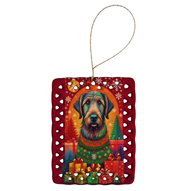 Irish Wolfhound Holiday Christmas Porcelain Ornament