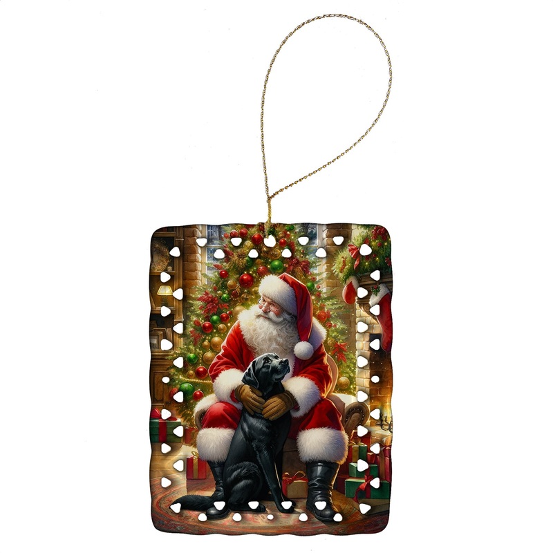 Labrador Retriever and Santa Claus Porcelain Ornament