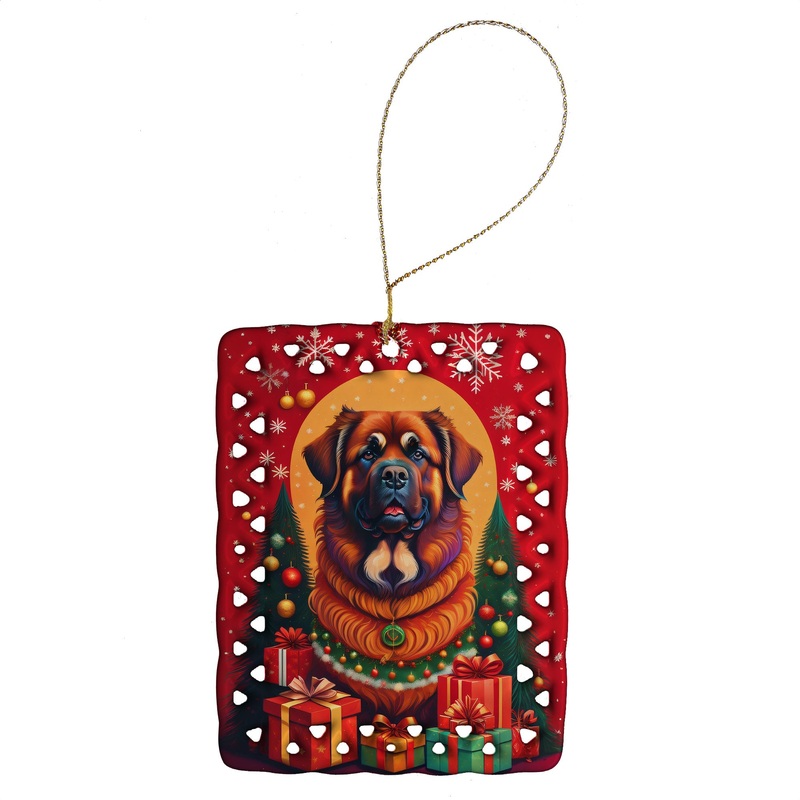 Leonberger Holiday Christmas Porcelain Ornament