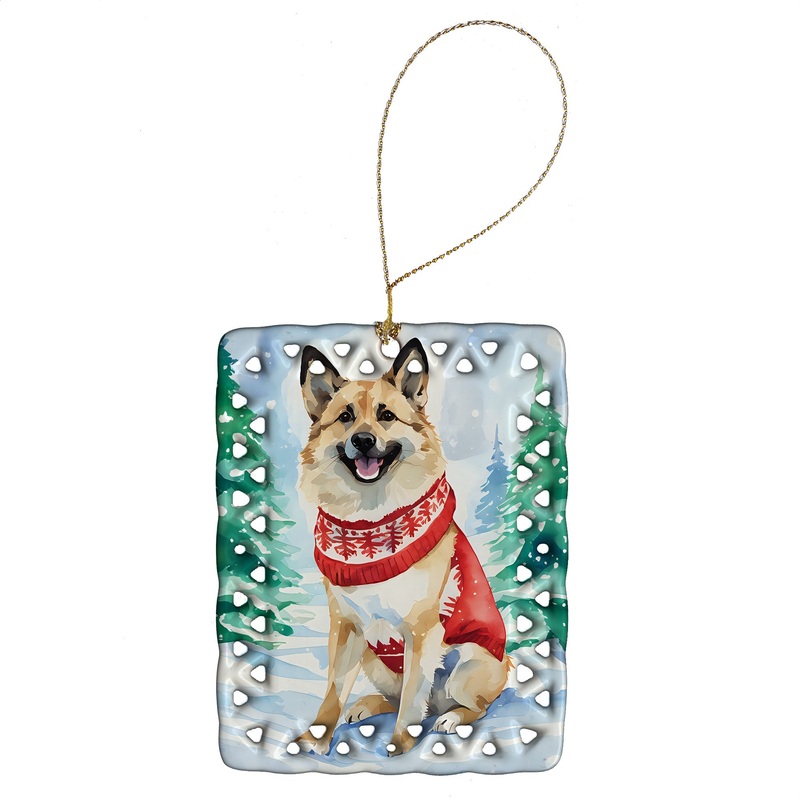 Norwegian Buhund Christmas Porcelain Ornament