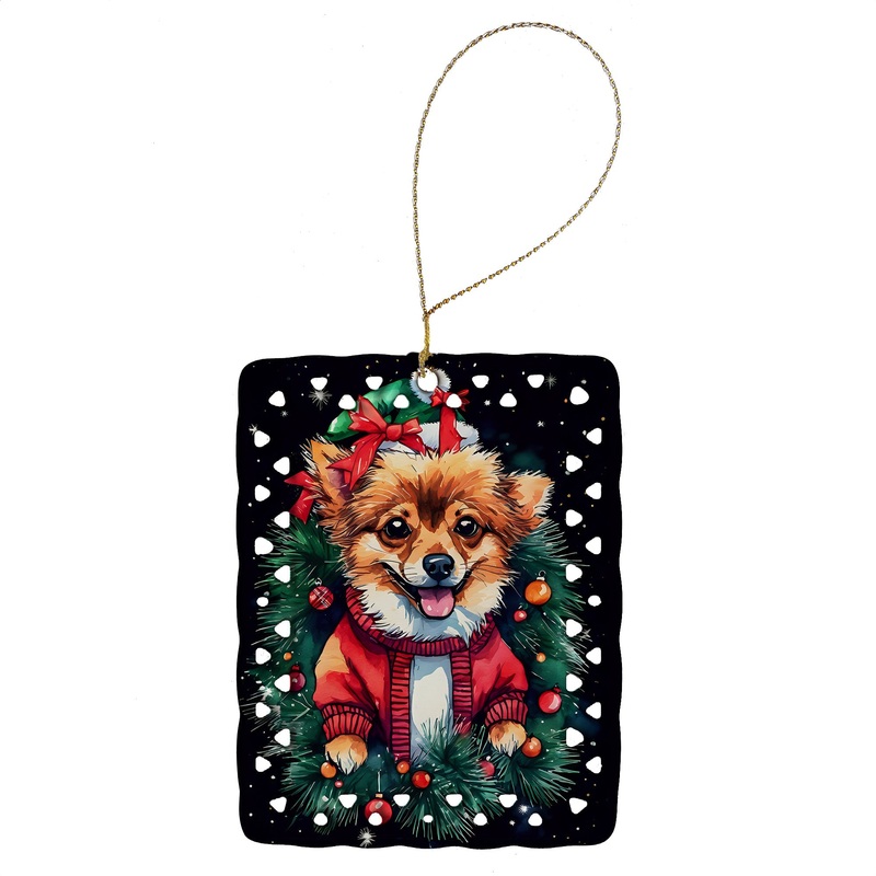 Pomeranian Christmas Porcelain Ornament