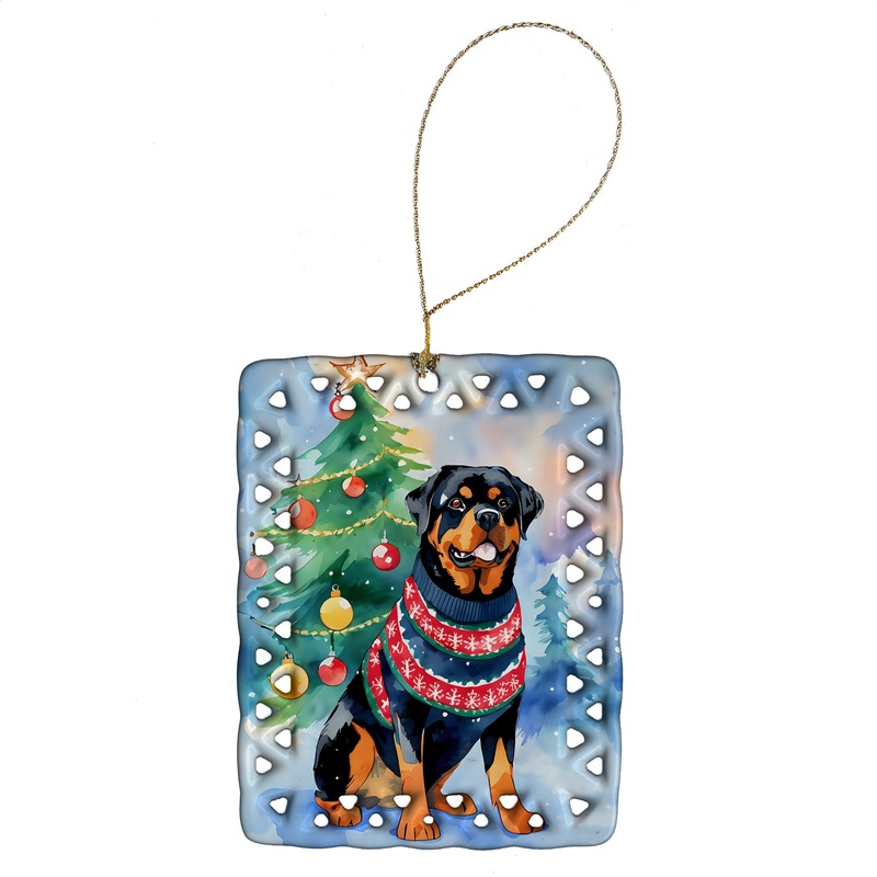 Rottweiler Christmas Porcelain Ornament