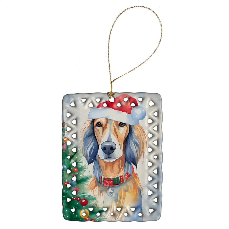 Saluki Christmas Porcelain Ornament
