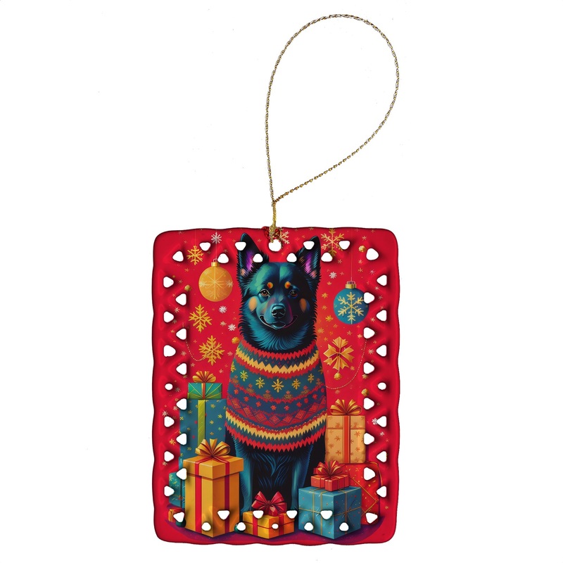 Schipperke Holiday Christmas Porcelain Ornament