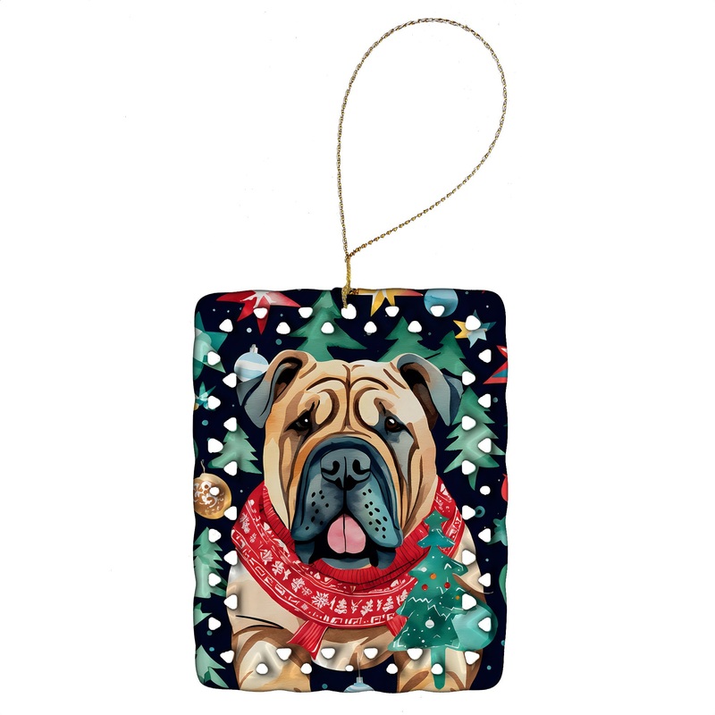 Shar Pei Christmas Porcelain Ornament