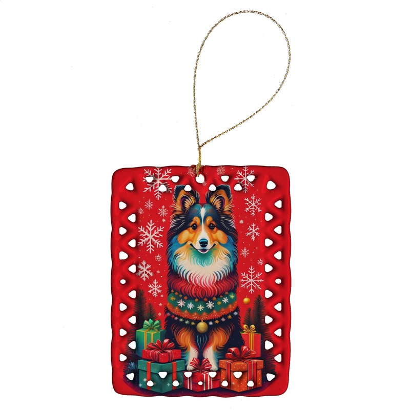 Sheltie Holiday Christmas Porcelain Ornament