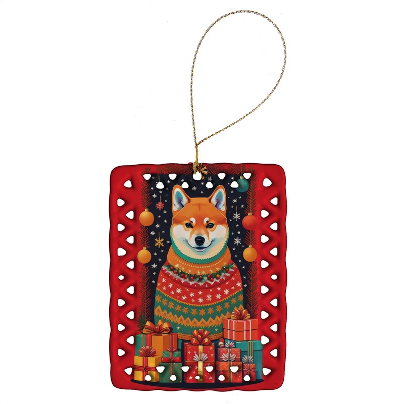 Shiba Inu Holiday Christmas Porcelain Ornament