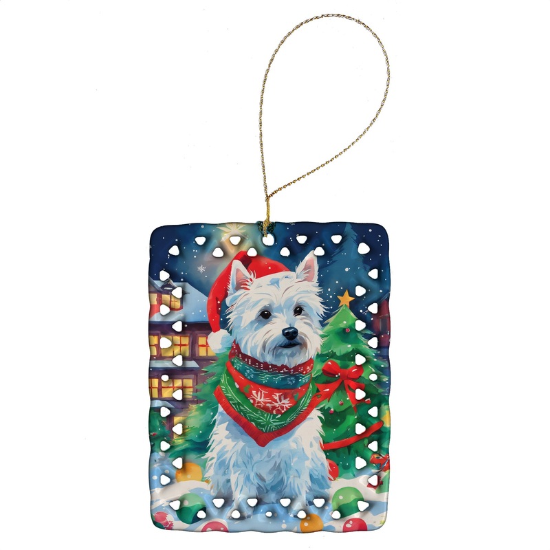Westie Christmas Porcelain Ornament