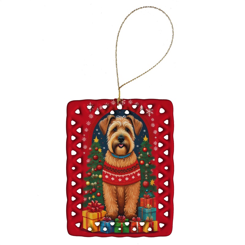 Wheaten Terrier Holiday Christmas Porcelain Ornament