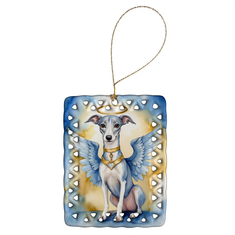 Whippet My Angel Porcelain Ornament