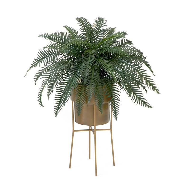 34 Artificial River Fern Plant in Metal Planter with Stand DIY KIT